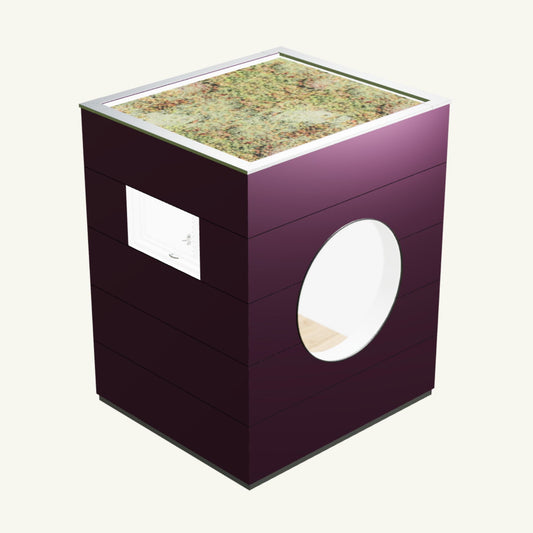 OFFICE KUBUS Basis – beheiztes, isoliertes Gartenbüro aus Holz in Lila – 2,37 m x 2,10 m