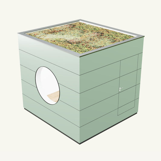 WOHN KUBUS Basis – isoliertes Gartenhaus aus Holz mit Heizung, in Grün – 2,87 x 3,10m