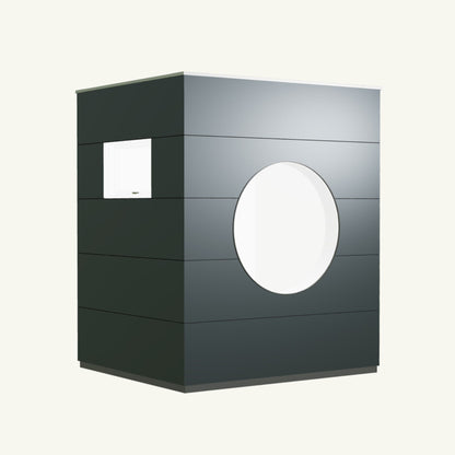 OFFICE KUBUS Basis – beheiztes, isoliertes Gartenbüro aus Holz in Anthrazit – 2,37 m x 2,10 m