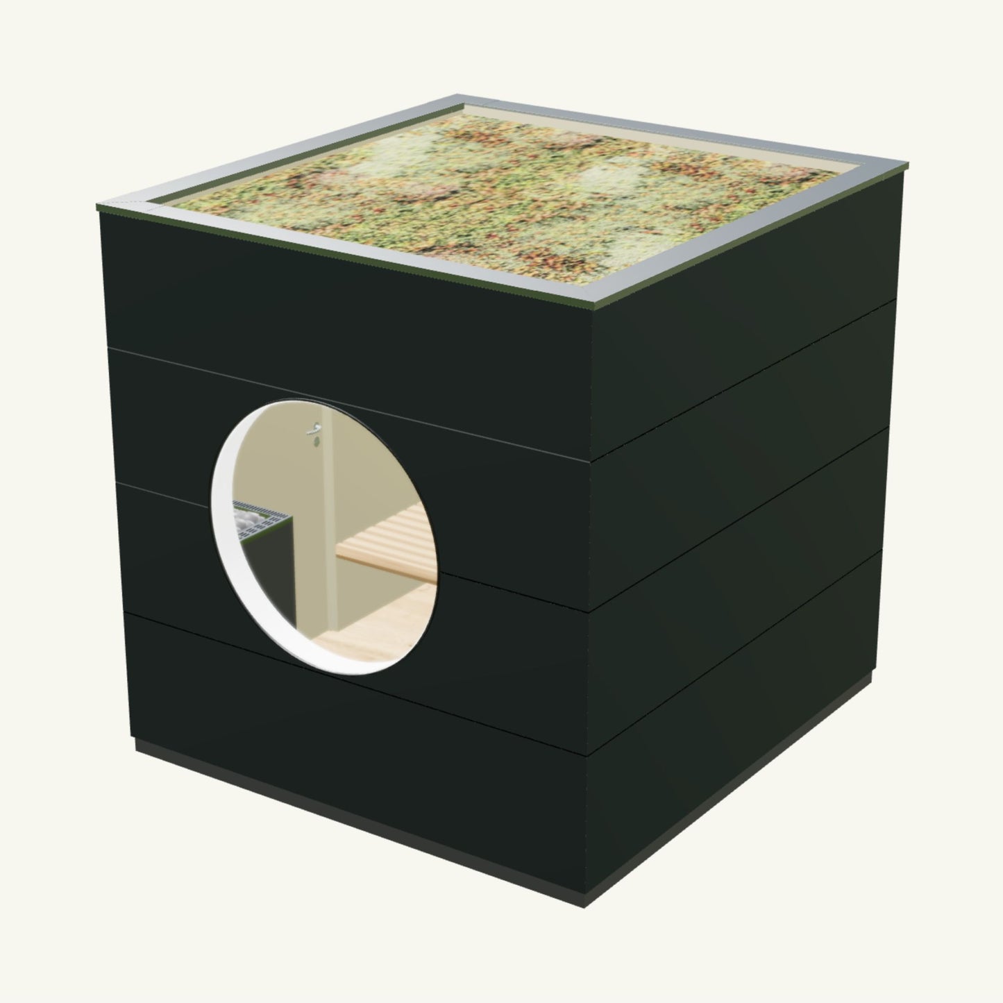 SAUNA KUBUS Basis – Gartensauna aus Holz für 1-4 Personen inkl. EOS Saunaofen in Anthrazit – 2,21 m x 2,08 m