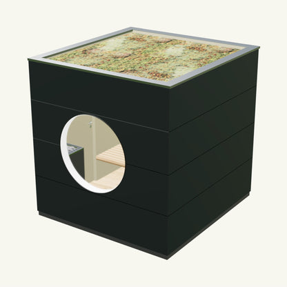 SAUNA KUBUS Basis – Gartensauna aus Holz für 1-4 Personen inkl. EOS Saunaofen in Anthrazit – 2,21 m x 2,08 m