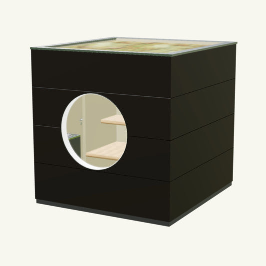 SAUNA KUBUS Basis – Gartensauna aus Holz für 1-4 Personen inkl. EOS Saunaofen in Braun – 2,21 m x 2,08 m