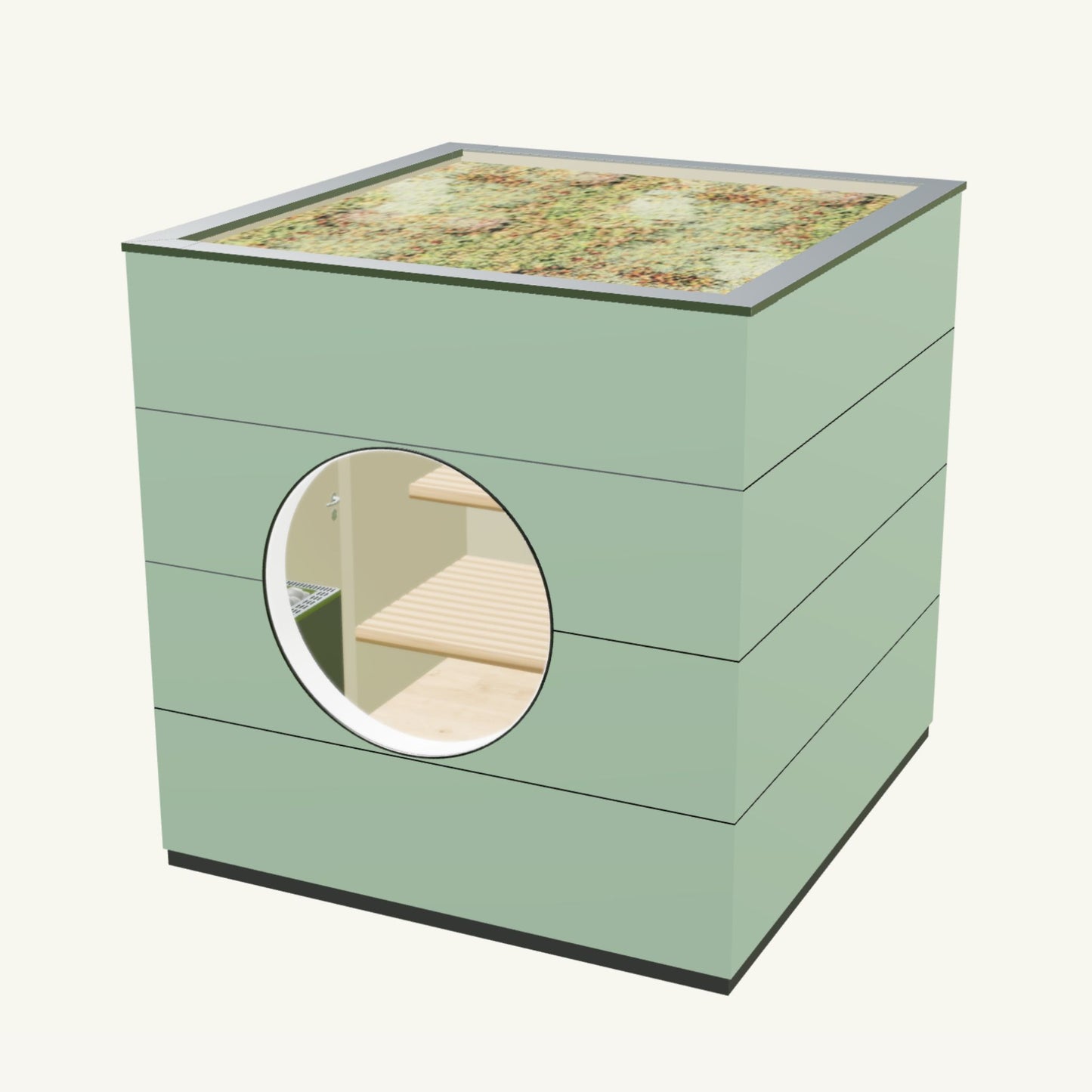 SAUNA KUBUS Basis – Gartensauna aus Holz für 1-4 Personen inkl. EOS Saunaofen in Grün – 2,21 m x 2,08 m