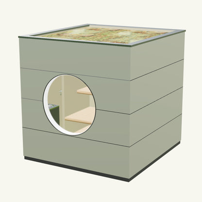 SAUNA KUBUS Basis – Gartensauna aus Holz für 1-4 Personen inkl. EOS Saunaofen in Hellgrau – 2,21 m x 2,08 m