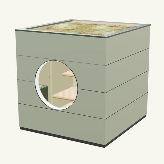 SAUNA KUBUS Basis – Gartensauna aus Holz für 1-4 Personen inkl. EOS Saunaofen in Hellgrau – 2,21 m x 2,08 m