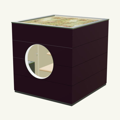 SAUNA KUBUS Basis – Gartensauna aus Holz für 1-4 Personen inkl. EOS Saunaofen in Lila – 2,21 m x 2,08 m