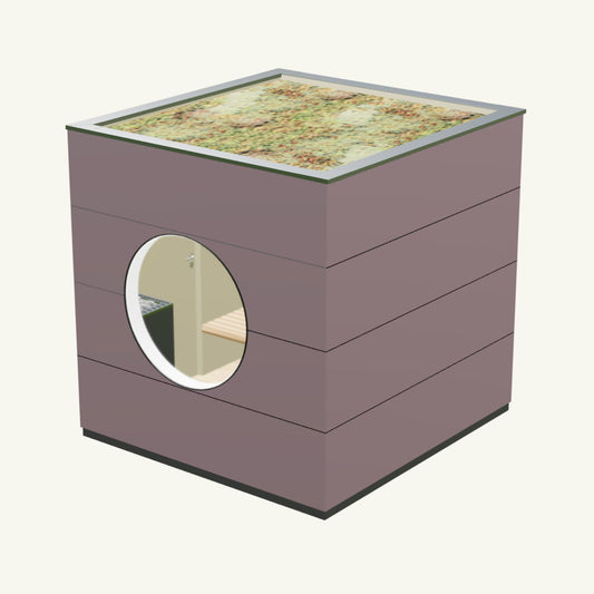 SAUNA KUBUS Basis – Gartensauna aus Holz für 1-4 Personen inkl. EOS Saunaofen in Rosa – 2,21 m x 2,08 m