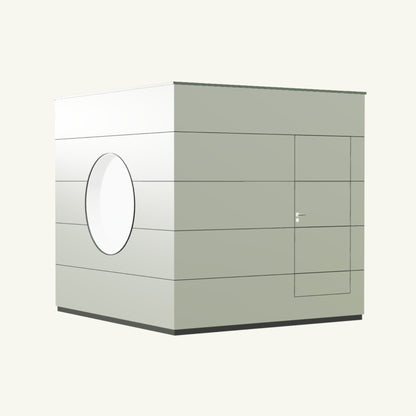 WOHN KUBUS Basis – isoliertes Gartenhaus aus Holz mit Heizung, in Hellgrau – 2,87 x 3,10m