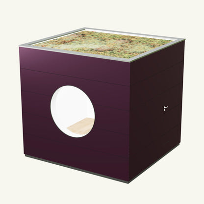 WOHN KUBUS Basis – isoliertes Gartenhaus aus Holz mit Heizung, in Lila – 2,87 x 3,10m