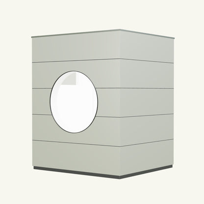 OFFICE KUBUS Basis – beheiztes, isoliertes Gartenbüro aus Holz in Hellgrau – 2,37 m x 2,10 m