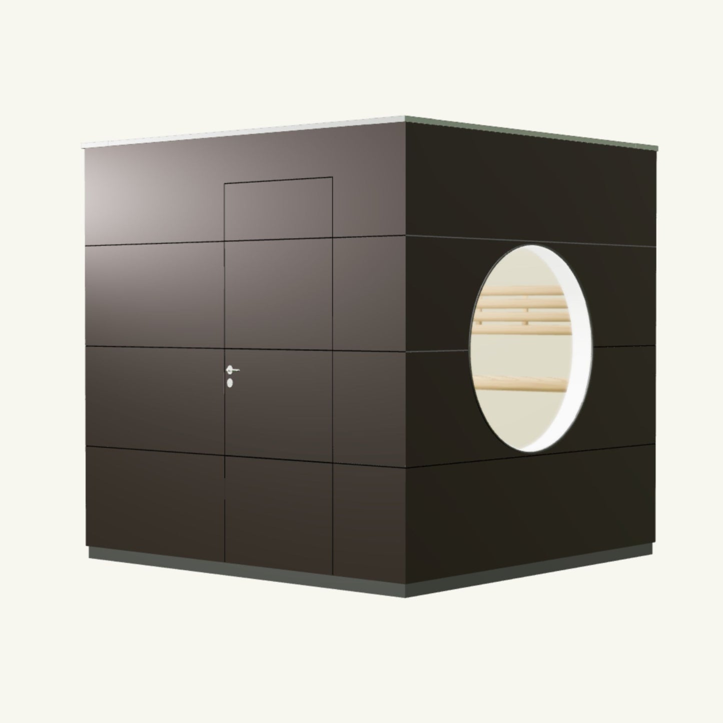 SAUNA KUBUS Basis – Gartensauna aus Holz für 1-4 Personen inkl. EOS Saunaofen in Braun – 2,21 m x 2,08 m