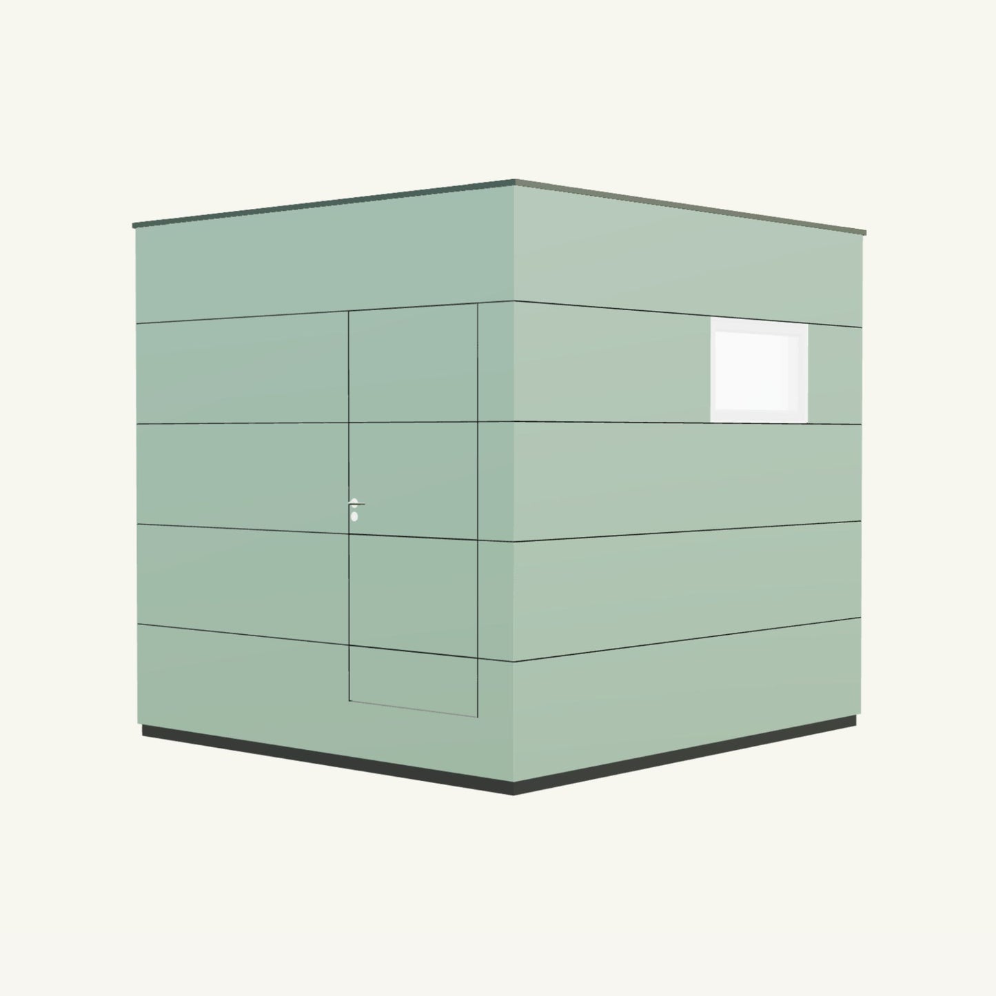 WOHN KUBUS Basis – isoliertes Gartenhaus aus Holz mit Heizung, in Grün – 2,87 x 3,10m