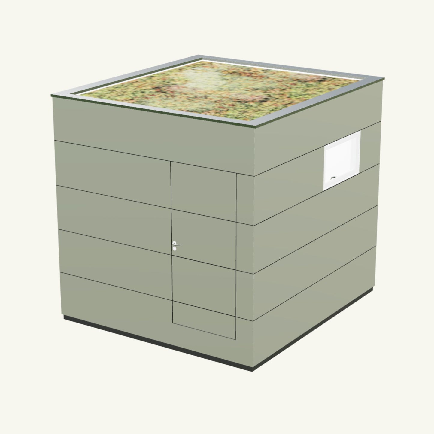 WOHN KUBUS Basis – isoliertes Gartenhaus aus Holz mit Heizung, in Hellgrau – 2,87 x 3,10m