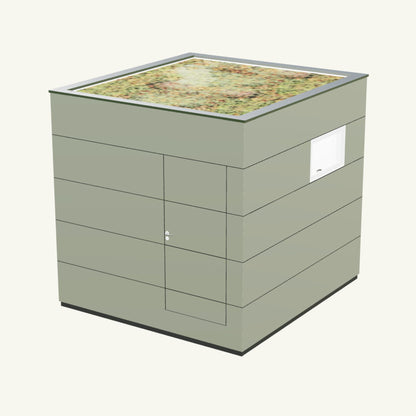 WOHN KUBUS Basis – isoliertes Gartenhaus aus Holz mit Heizung, in Hellgrau – 2,87 x 3,10m