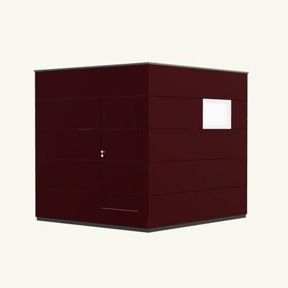 WOHN KUBUS Basis – isoliertes Gartenhaus aus Holz mit Heizung, in Rot – 2,87 x 3,10m