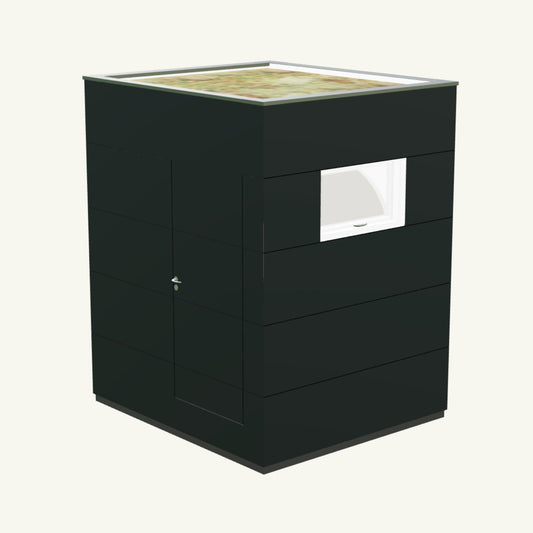 OFFICE KUBUS Basis – beheiztes, isoliertes Gartenbüro aus Holz in Anthrazit – 2,37 m x 2,10 m