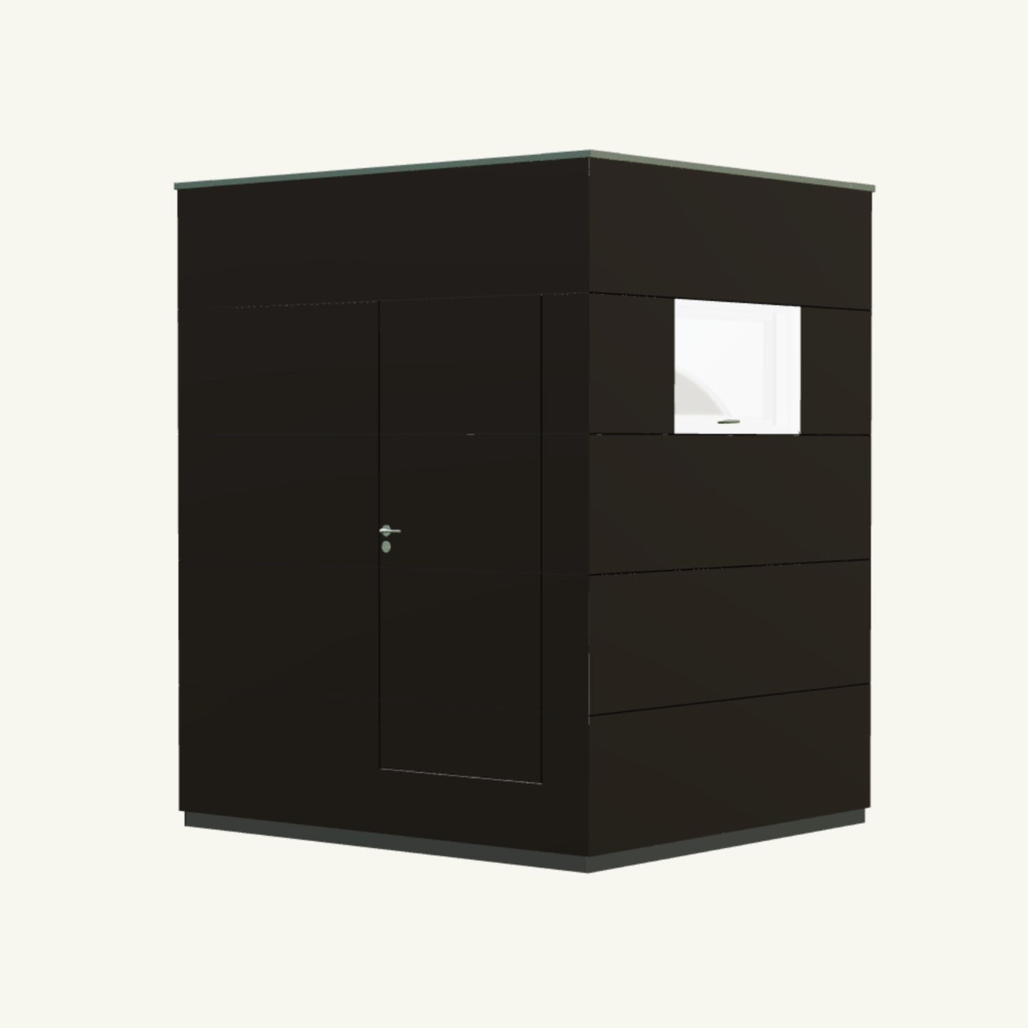 OFFICE KUBUS Basis – beheiztes, isoliertes Gartenbüro aus Holz in Braun – 2,37 m x 2,10 m
