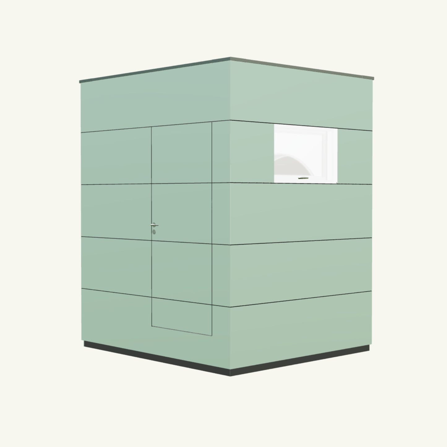 OFFICE KUBUS Basis – beheiztes, isoliertes Gartenbüro aus Holz in Grün – 2,37 m x 2,10 m