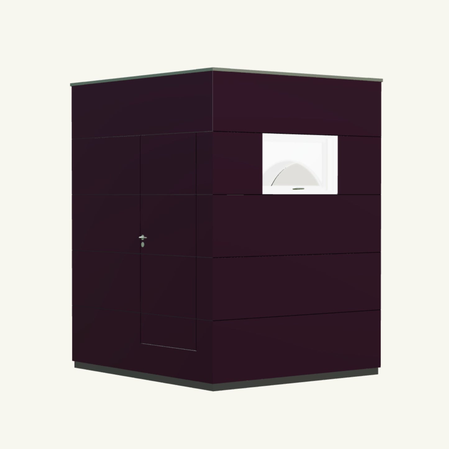 OFFICE KUBUS Basis – beheiztes, isoliertes Gartenbüro aus Holz in Lila – 2,37 m x 2,10 m