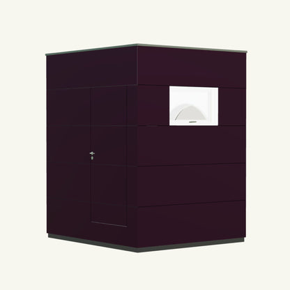 OFFICE KUBUS Basis – beheiztes, isoliertes Gartenbüro aus Holz in Lila – 2,37 m x 2,10 m