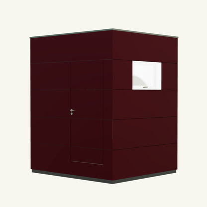 OFFICE KUBUS Basis – beheiztes, isoliertes Gartenbüro aus Holz in Rot – 2,37 m x 2,10 m