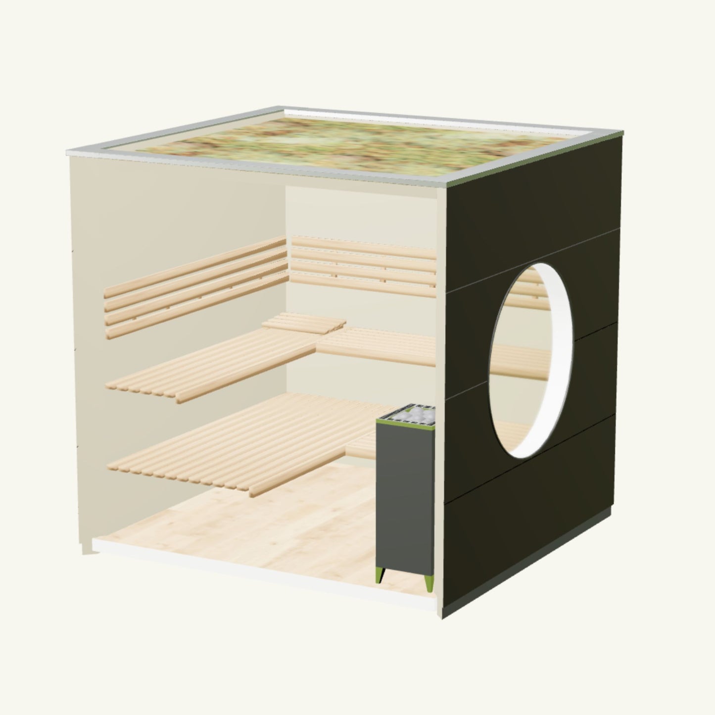 SAUNA KUBUS Basis – Gartensauna aus Holz für 1-4 Personen inkl. EOS Saunaofen in Braun – 2,21 m x 2,08 m