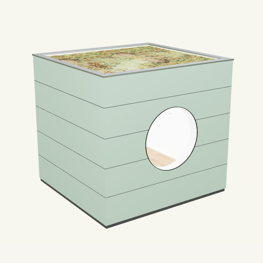 WOHN KUBUS Basis – isoliertes Gartenhaus aus Holz mit Heizung, in Grün – 2,87 x 3,10m