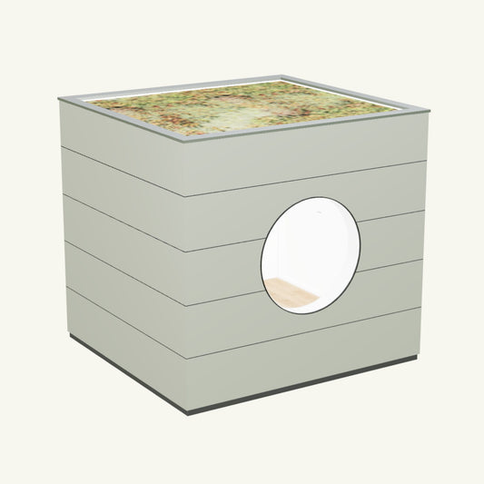 WOHN KUBUS Basis – isoliertes Gartenhaus aus Holz mit Heizung, in Hellgrau – 2,87 x 3,10m