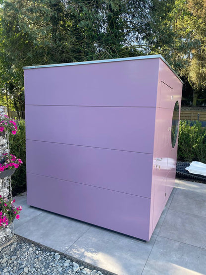 GERÄTE KUBUS Basis - Gerätehaus aus Holz in Rosa – 2,34 m x 2,10 m